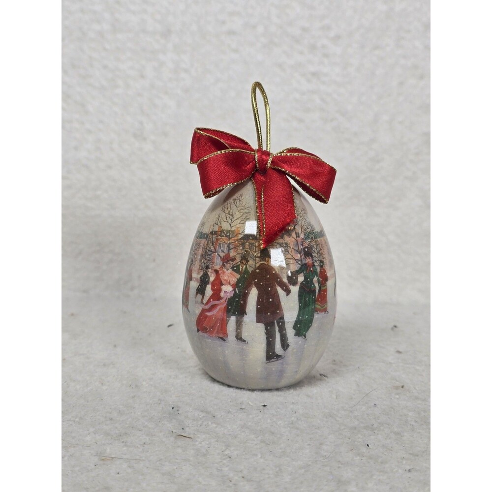 VTG Patricia Reach Tomorrow Today Ornament Ball Christmas Decoupage Egg Shape